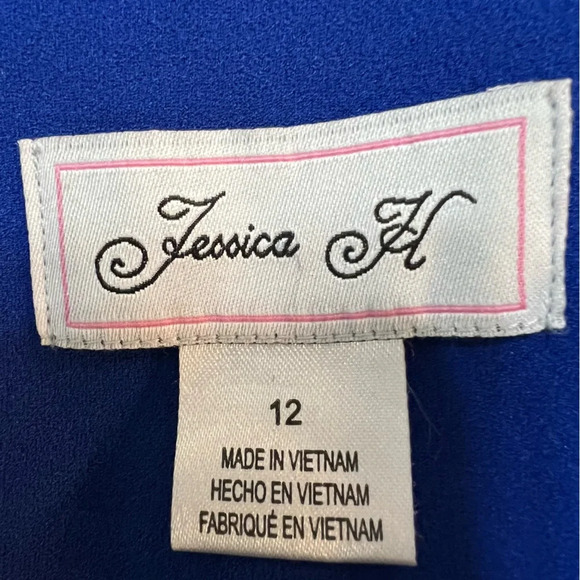 Jessica H.‎ Royal Blue Bell Sleeve Exposed Gold Zipper Dress. Size 12. - Picture 4 of 11